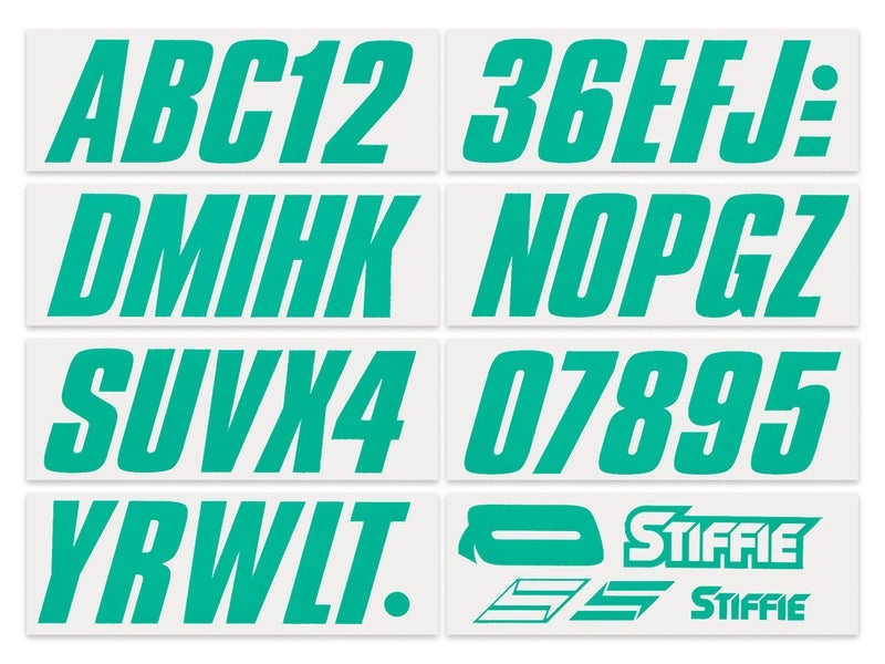 STIFFIE Shift Sea Teal 3" قارب وبطاقات تسجيل PWC – أرقام، حروف، ملصقات - Image 3
